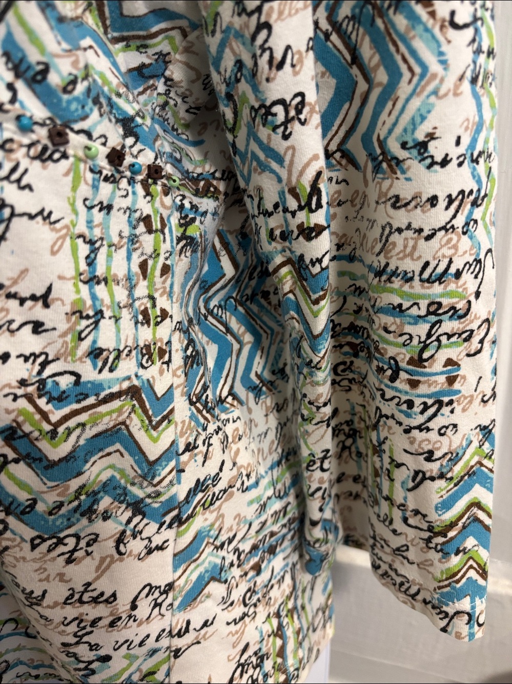 Ruby Rd. Printed Wrap-Style Long Sleeve Top - Size PL - Picture 3 of 6
